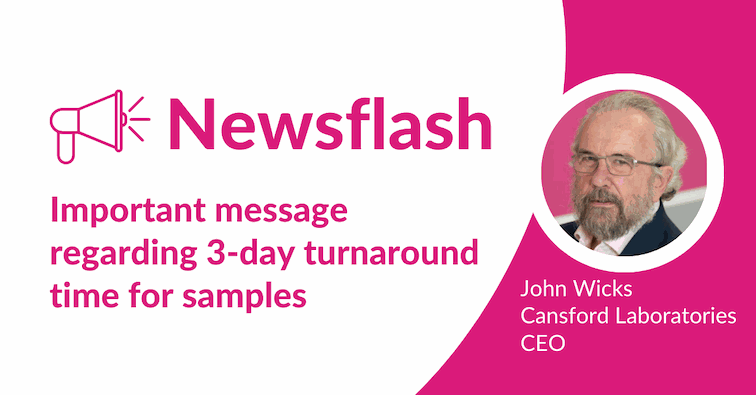 Newsflash – Important message from John Wicks, CEO: 3-day turnaround delivery from Cansford