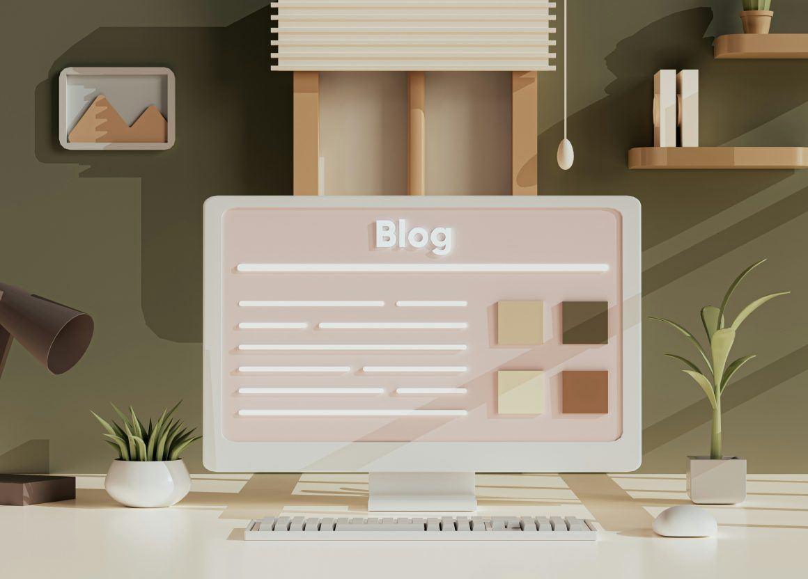 A picture of a wooden computer screen with it saying blog - being edited for SEO to be seen