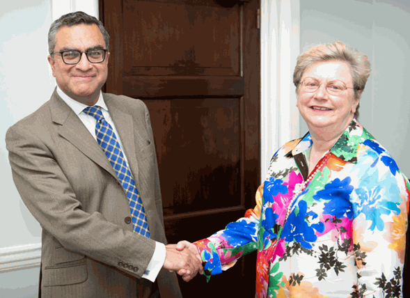 A picture of Current Chair of The Solicitors’ Charity, Shams Rahman, and past Chair, Ginny Salter