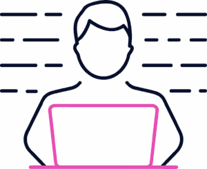 image of the outline of a person typing a blog at the computer