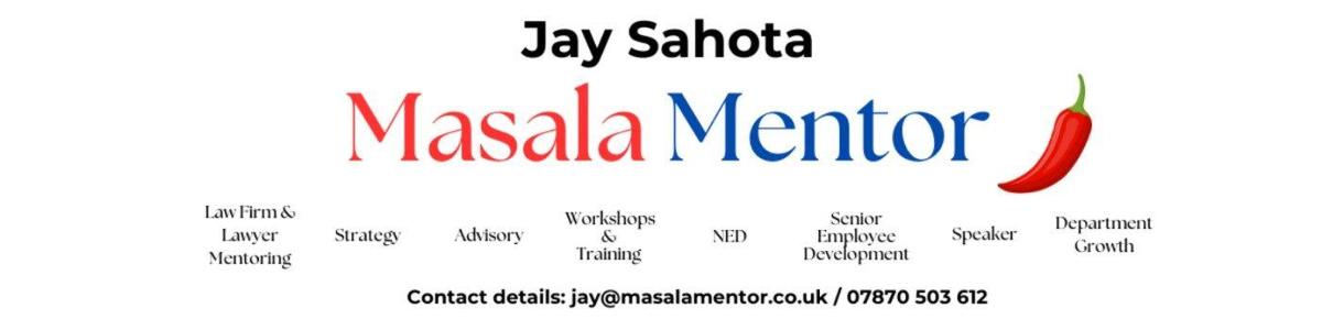 An image of Jay Sahota Masala Mentor logo which is a red chilli and writing in red, blue and black