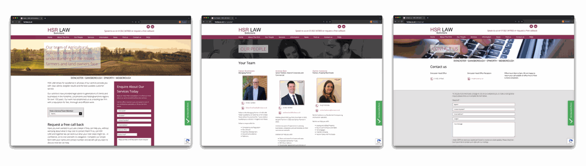 An image of HSR solicitors website before Accesspoint Legal Transformation