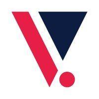 An image of VantagePoint logo with is a V triangle made up of a red quadrilateral and black triangle to make the V then a red dot circle to symbolise Point