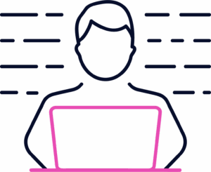 image of the outline of a person typing a blog at the computer