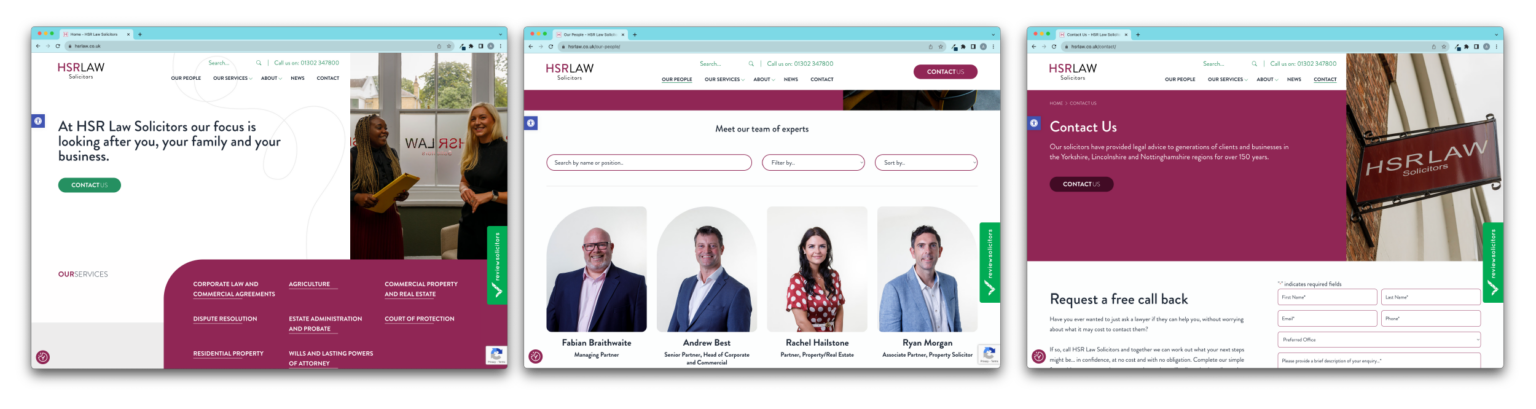 An image of the new HSR solicitors website by Accesspoint Legal